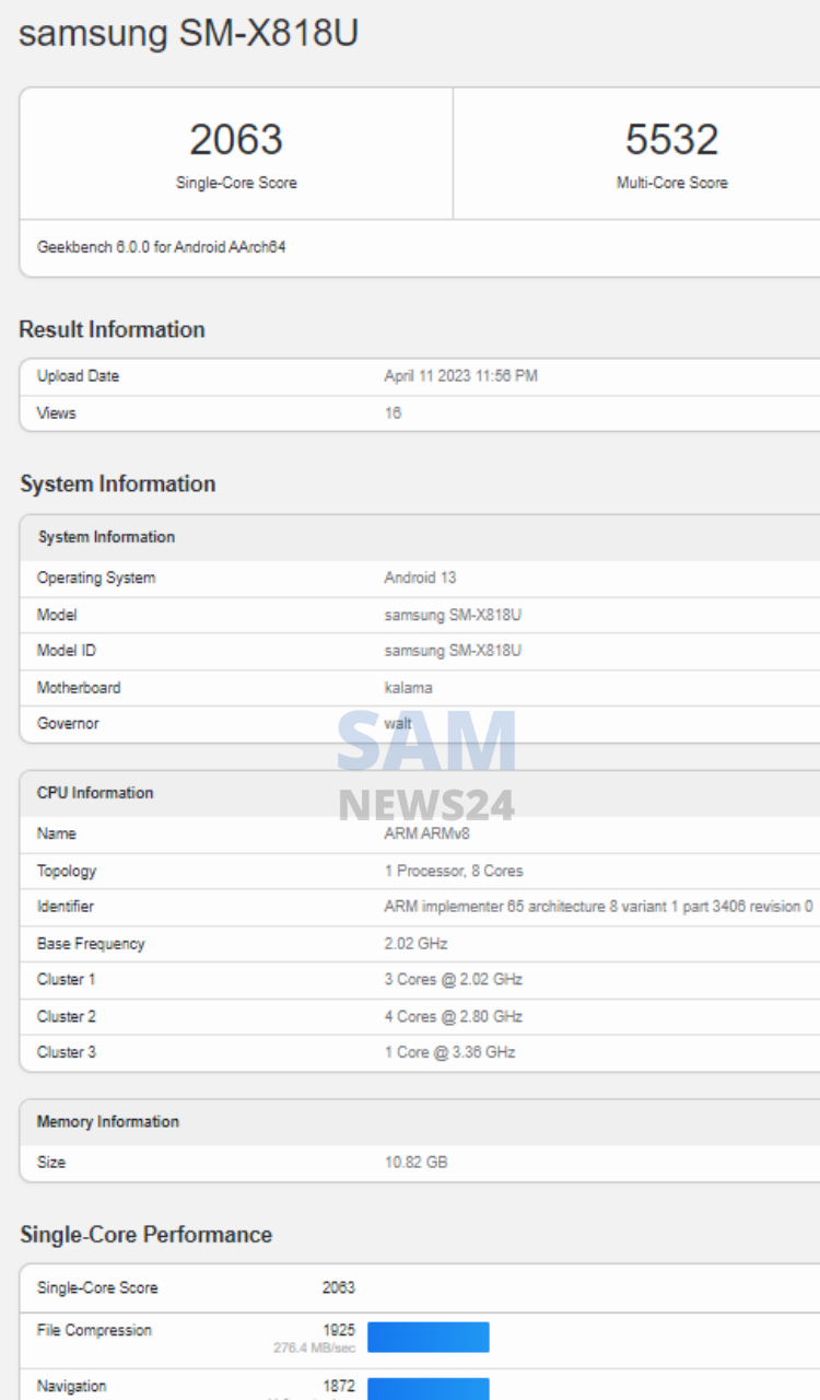 Galaxy Tab S9 Plus Geekbench