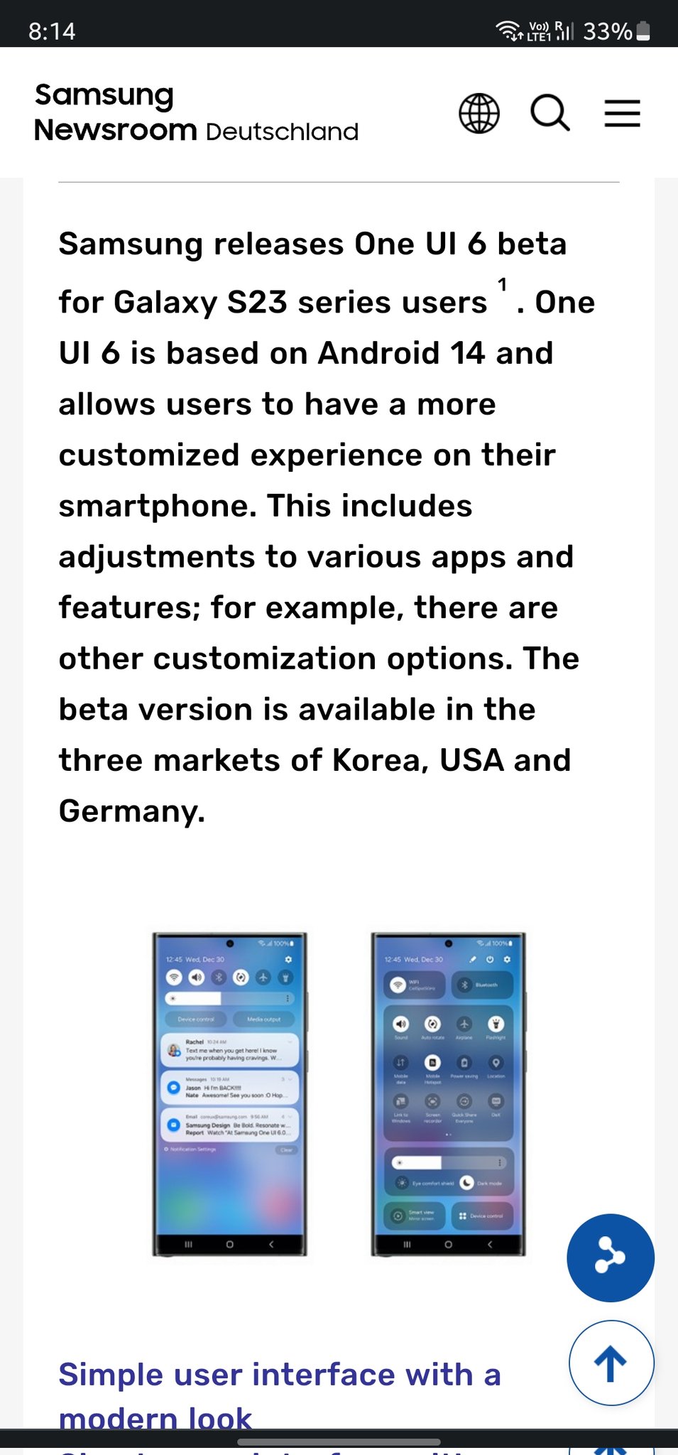 One UI 6 Beta official image