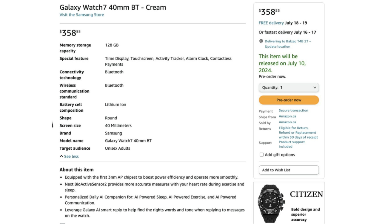 Galaxy Watch 7 price leaked